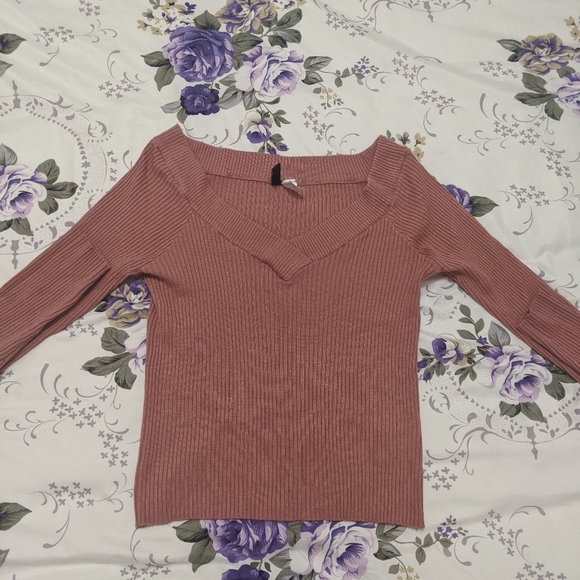 Pink Long Sleeve V-Neck Top H&M - Picture 1 of 3
